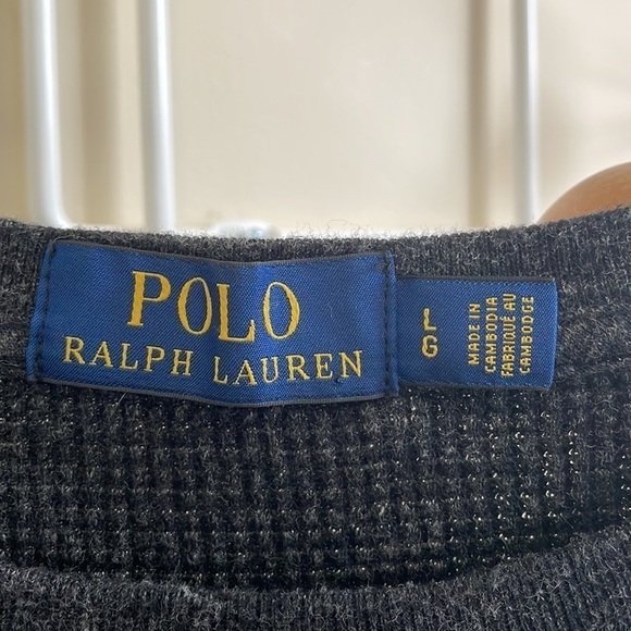 RALPH Lauren - Waffle Long Sleeve Casual Shirt - Dark Grey -  Large - Picture 3 of 10